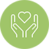 Care Services icon - hands holding a heart