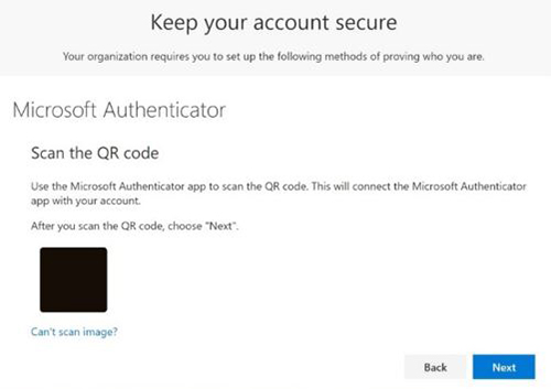 Microsoft Authenticator scan QR code